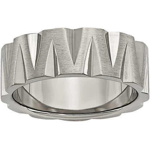 Titanium Notched 8mm Satin & Polished Band Titanium Notched 8mm Satin & Polished Band